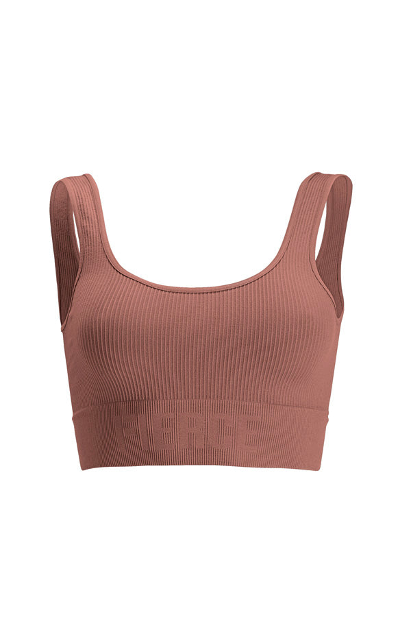 Seamless everyday support bra in cocoa brown, front view