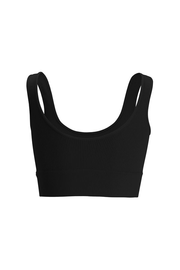 Back view of seamless everyday support bra in graphite black