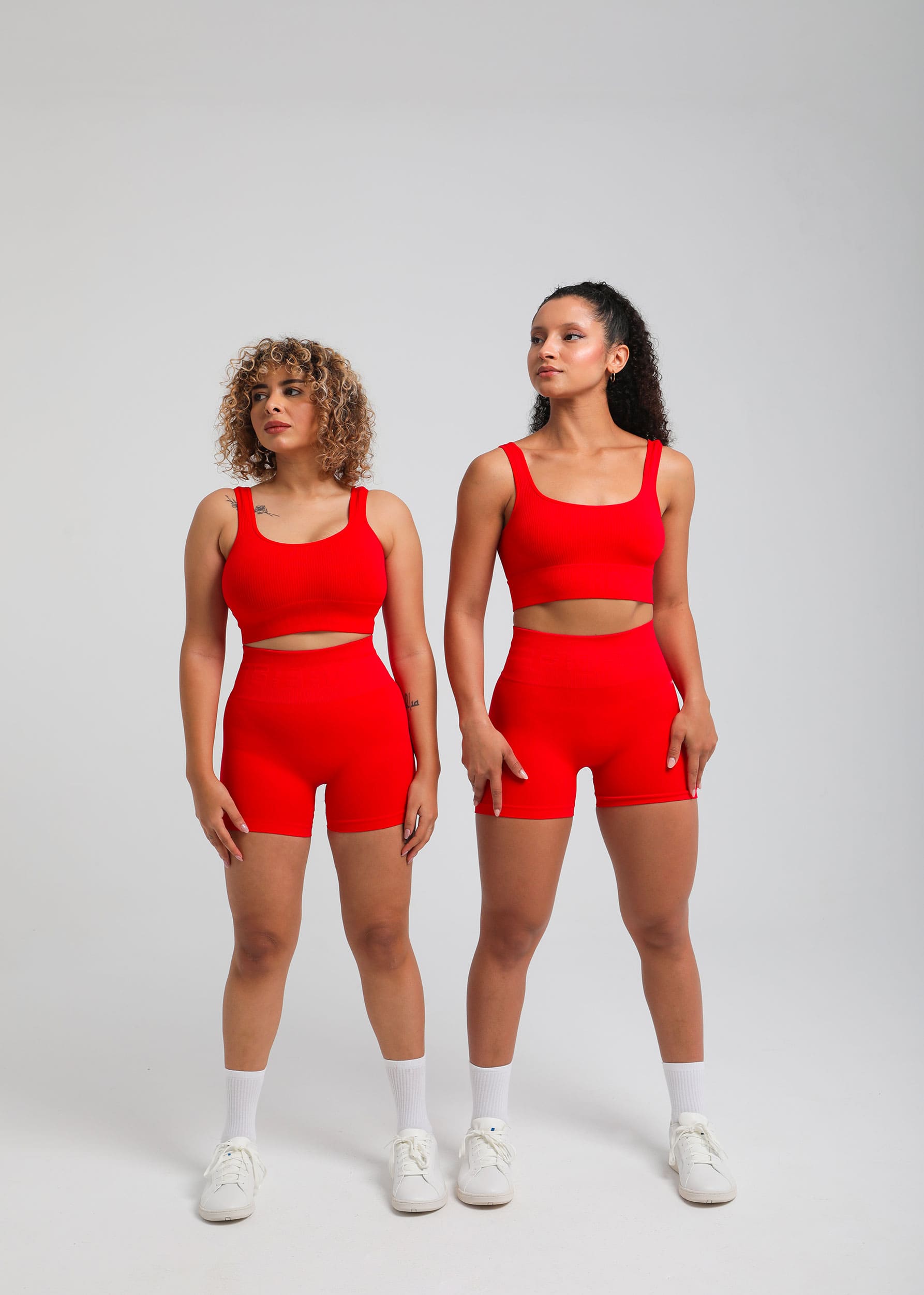 Seamless everyday support bra in true red, front view