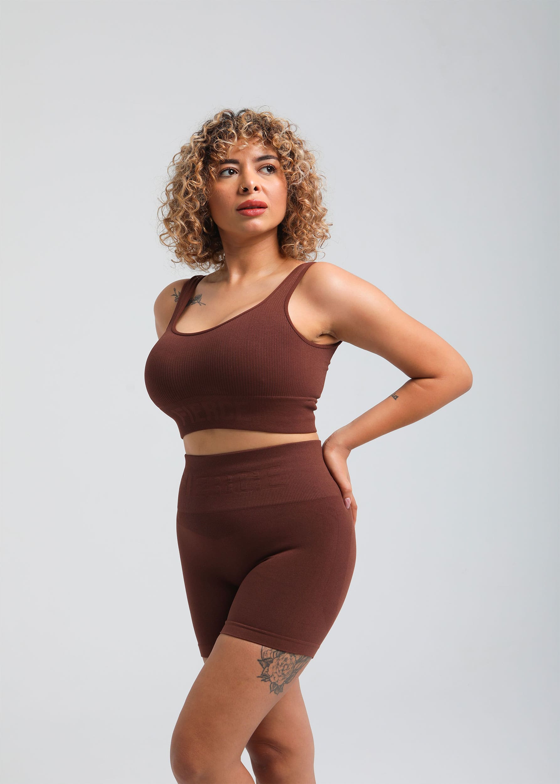 Side view of everyday support bra in cocoa brown
