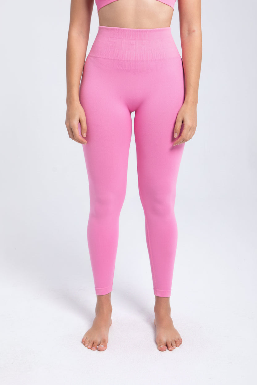 Second Skin sculpting high-waist leggings in Rose Pink, front view